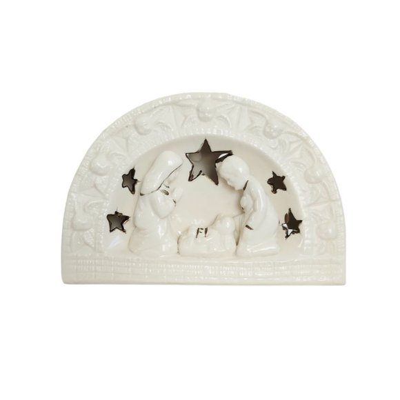 Vtg 1998 Ceramic Nativity Tealight Candle Holder Christmas Gift Collection EUC - Picture 2 of 11